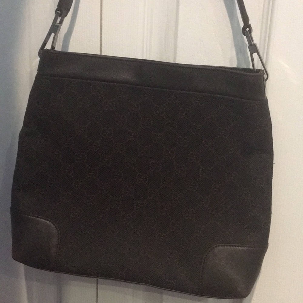 Gucci vintage shoulder bag monogram canvas, pre owned, brown